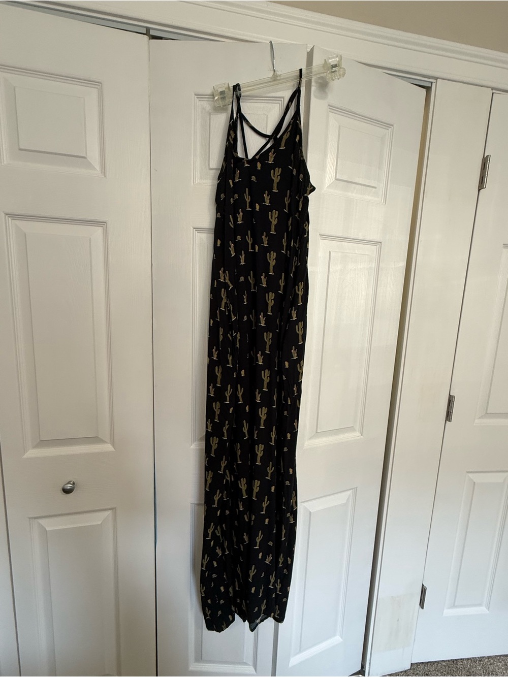 Black Maxi Dress with Cactus Print